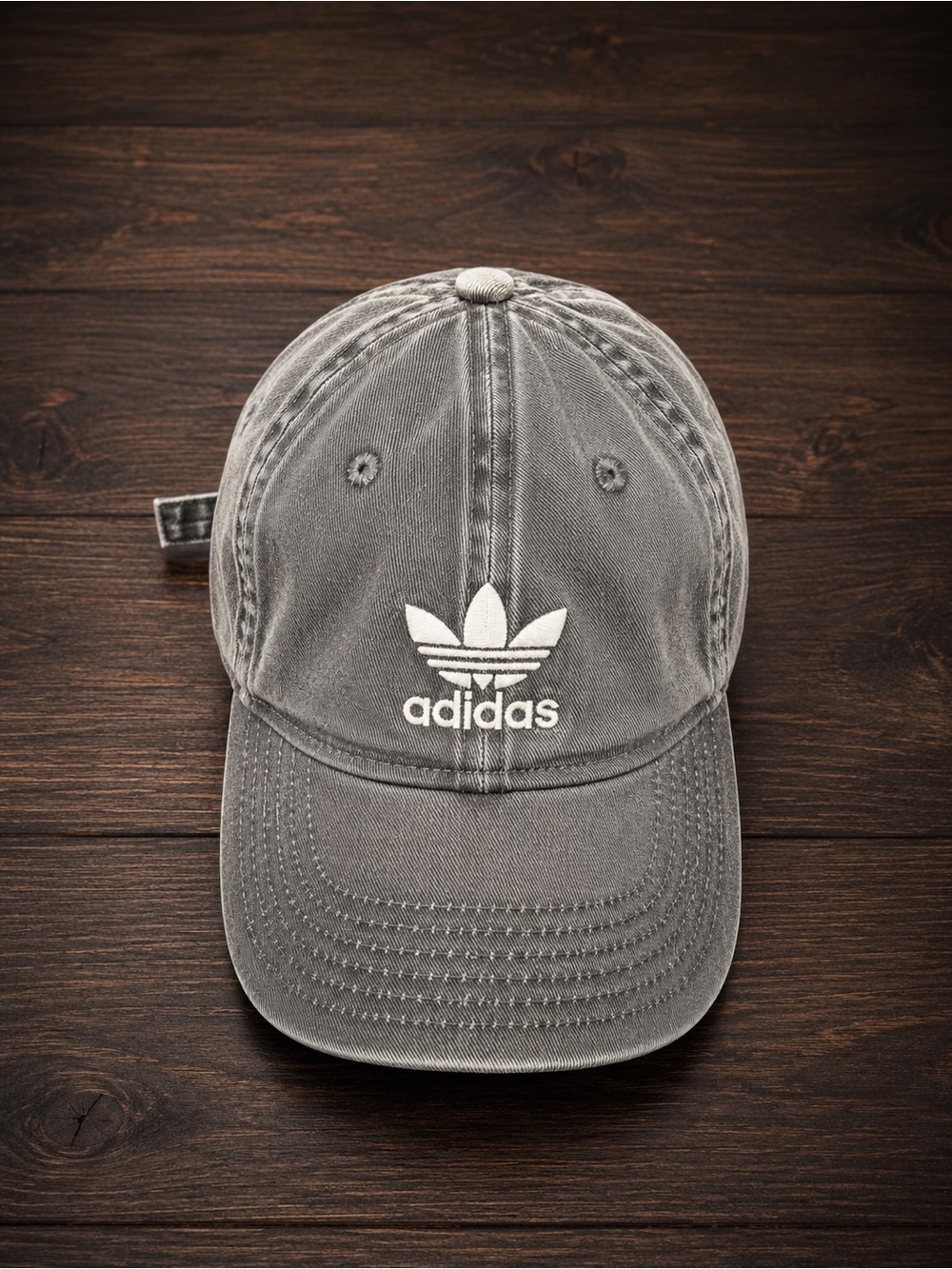 Adidas Originals trefoil Black Washed Unisex Adjustable Strap Back Baseball Cap